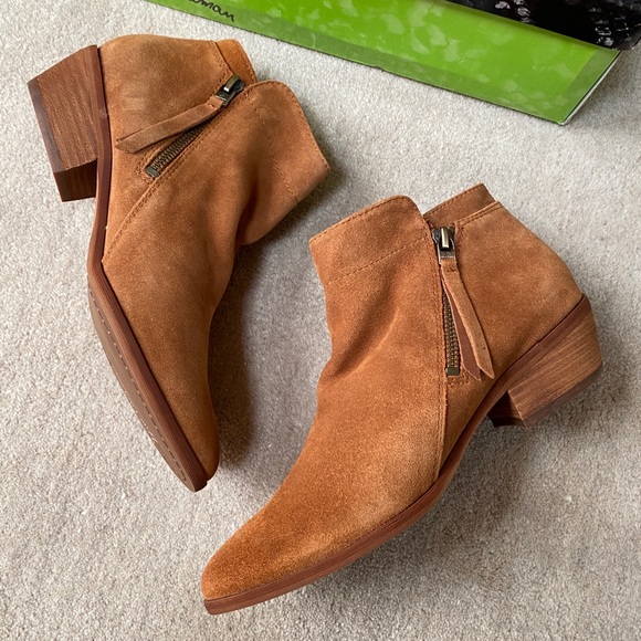 SAM EDELMAN Camel Suede Ankle Booties - Wide - Picture 1 of 10